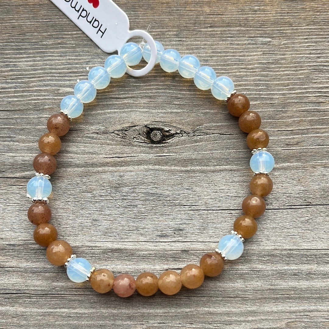 Aventurine and Opal crystal bracelet - 7.5”
