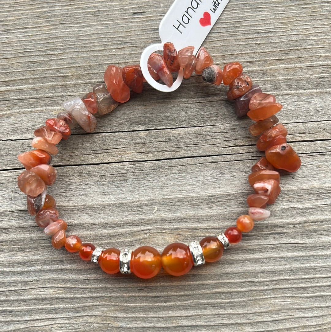 Carnelian Crystal Bracelet - 7”.