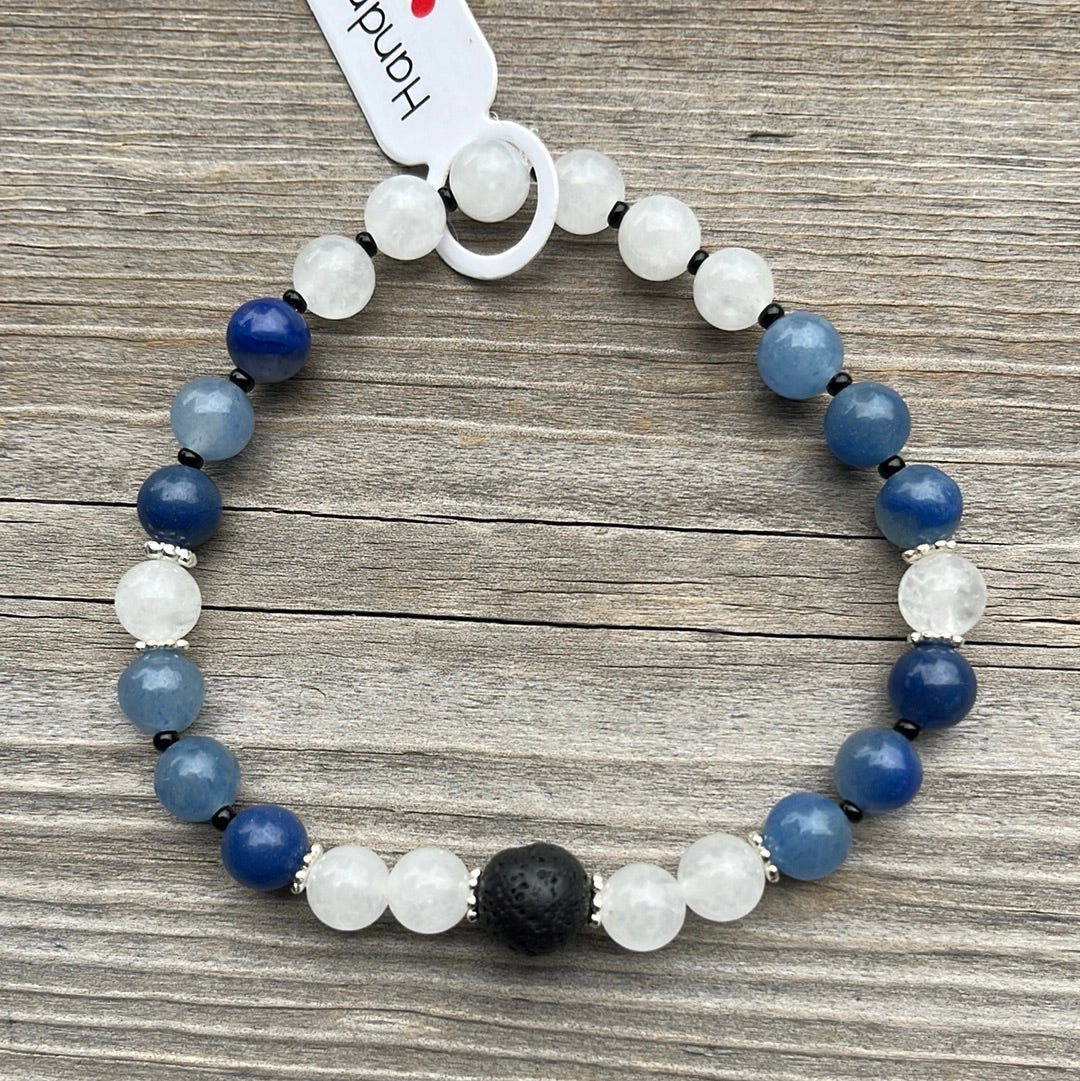 Lava stone, Aventurine and jade crystal bracelet - 7”