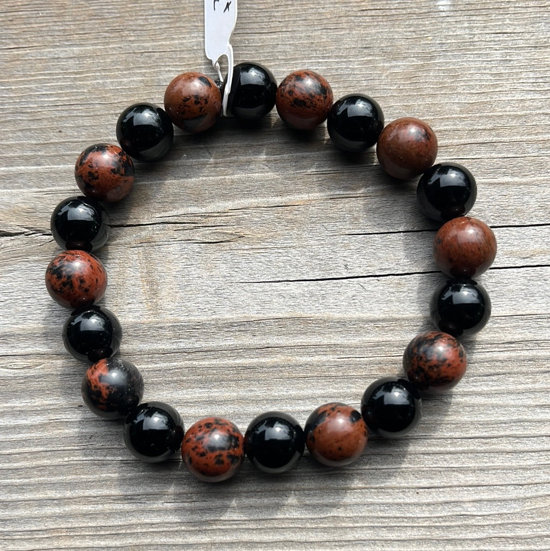 Obsidian and Agate Crystal Bracelet - 73/4”