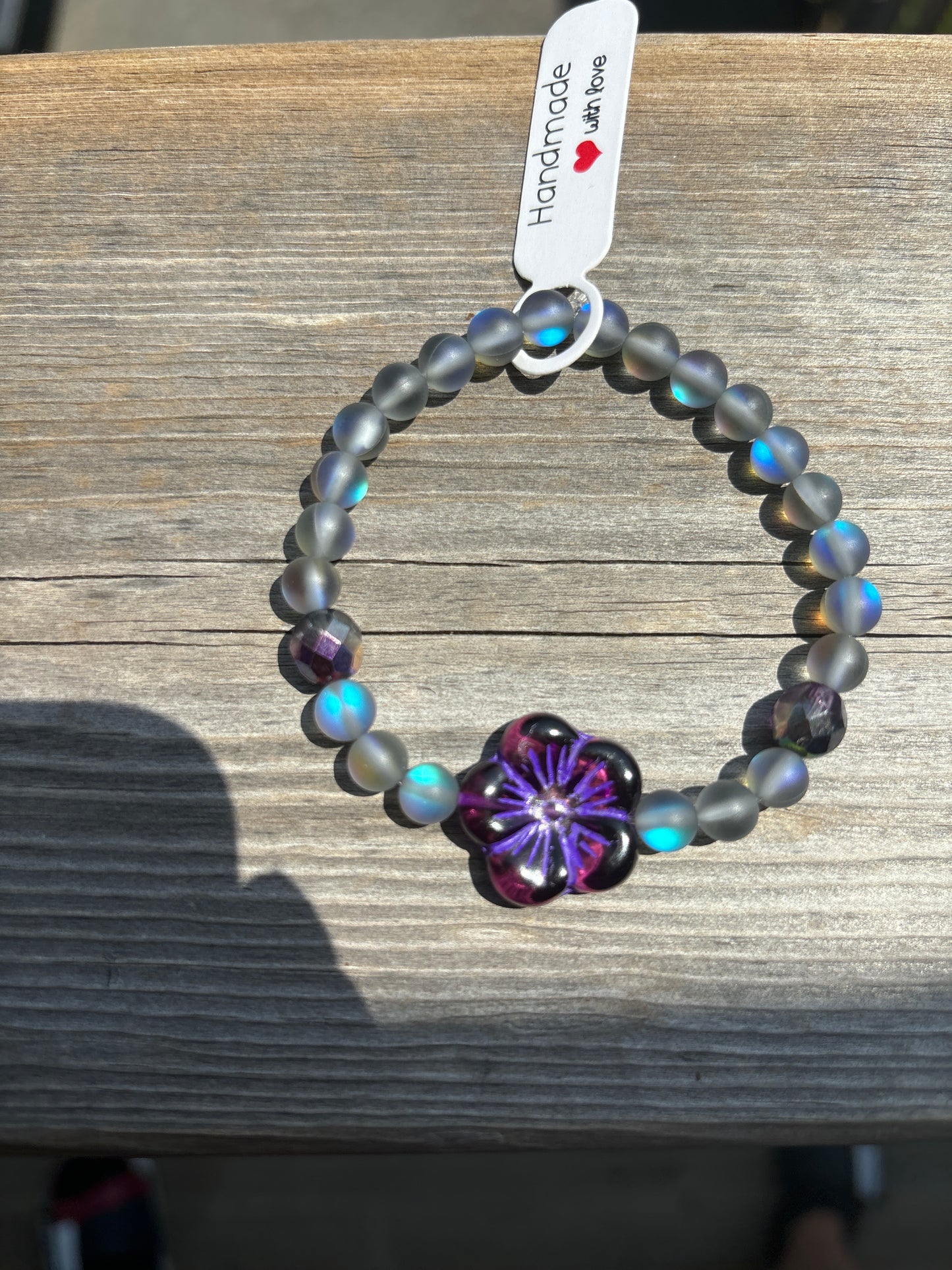 Czech purple glass bracelet-7”