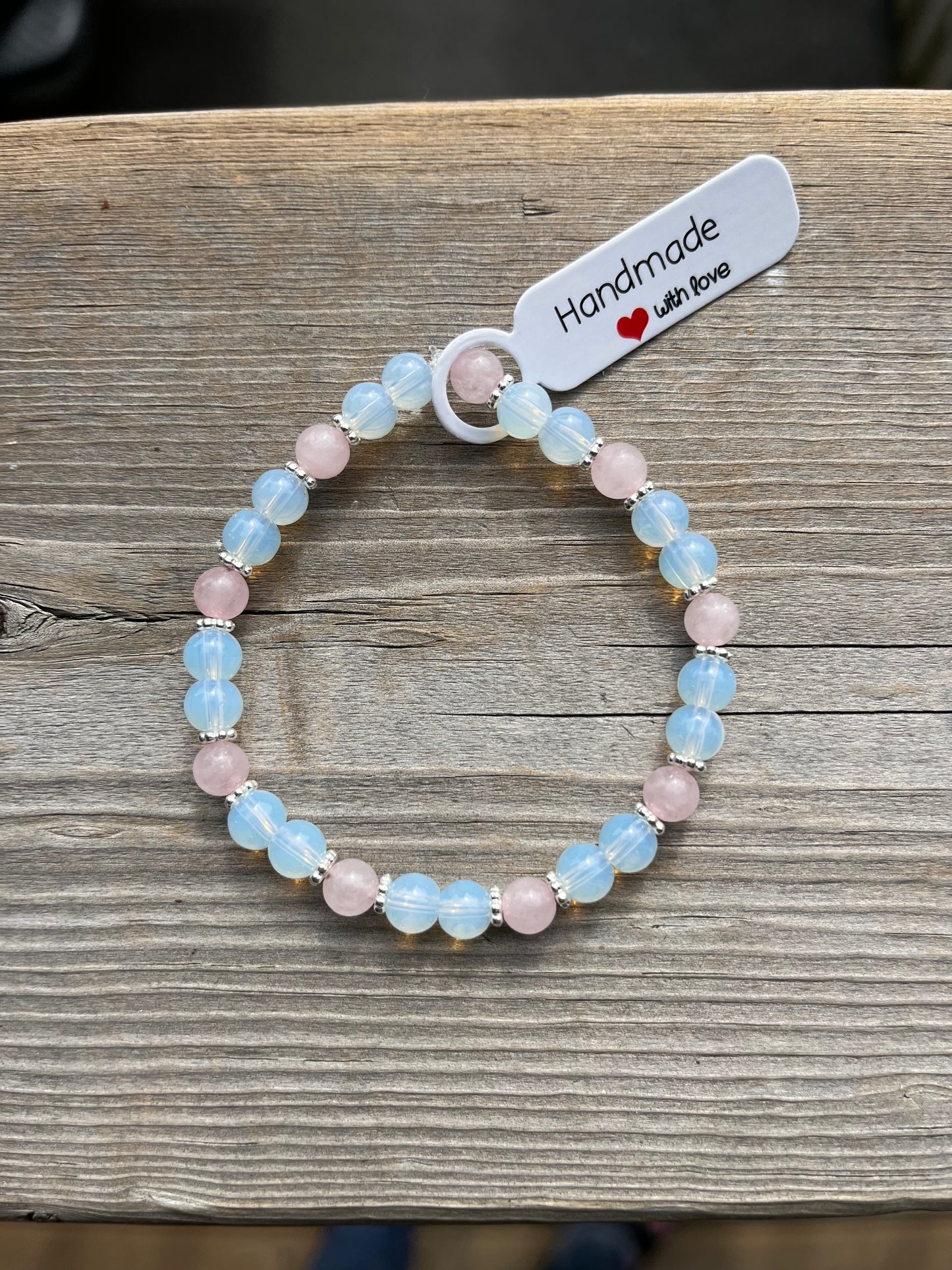 Rose Quartz and Opalite Crystal Bracelet- 7”