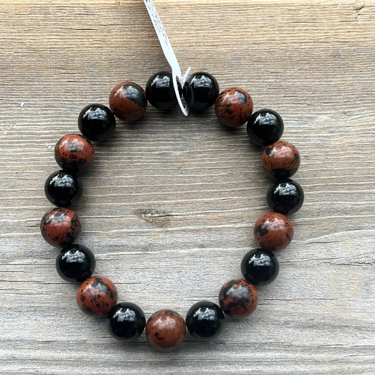 Mahogany Obsidian and Agate Crystal Bracelet - 7.5”