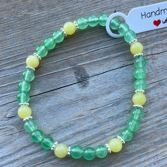 Lemon Jade and Aventurine Crystal Bracelet- 7.5”