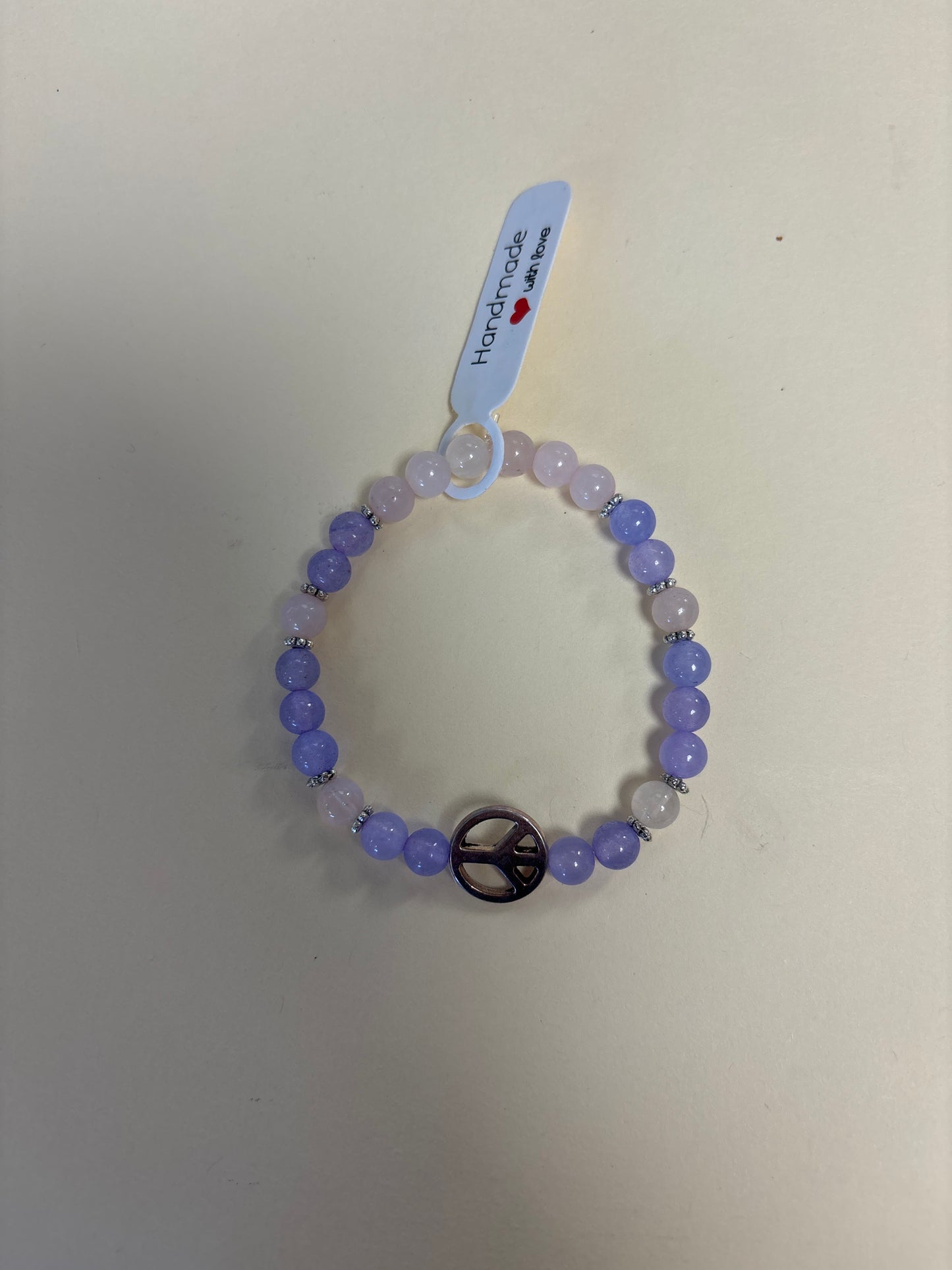 Purple quartz and rose quartz crystal bracelet - 7”