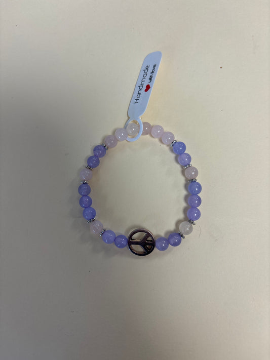 Purple quartz and rose quartz crystal bracelet - 7”