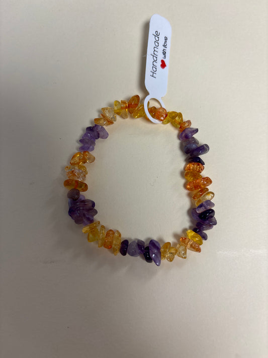Carnelian and amethyst crystal bracelet 7”