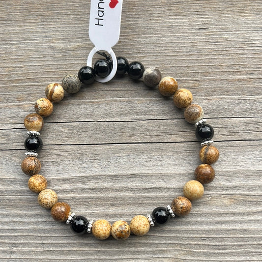 Jasper and Agate Crystal Bracelet - 7”.