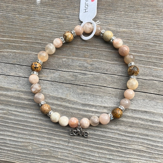 Sunstone and Mapstone Crystal Bracelet - 71/4”.