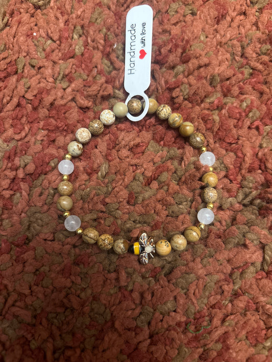 Picture Jasper & White Jade BEE - 7”
