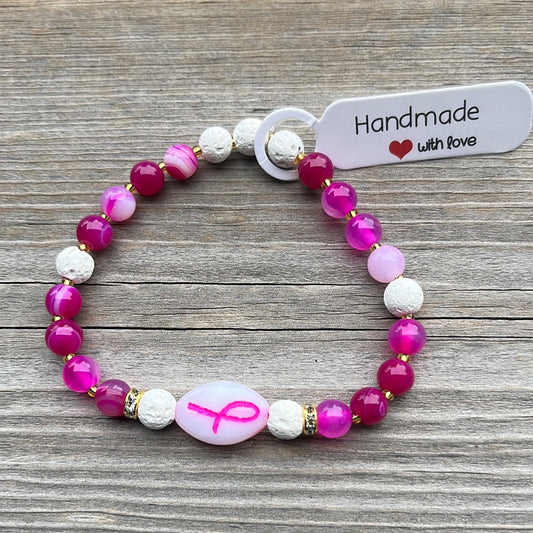 Agate and Lava Stone Crystal Bracelet - 7”.