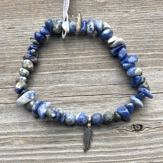 Sodalite Crystal Bracelet - 7” feather