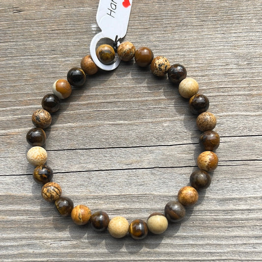 Tiger Eye and Jasper Crystal Bracelet - 7”