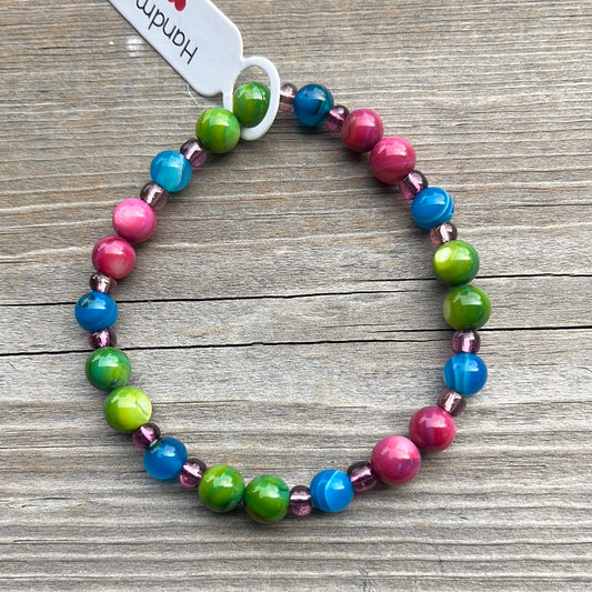 Shell and Agate Crystal Bracelet - 7”