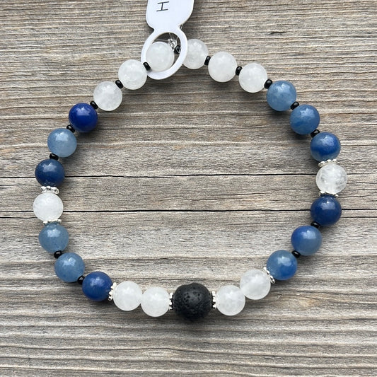 Aventurine, Jade and Lava Stone Crystal Bracelet - 7”