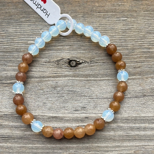 Aventurine and Opal crystal bracelet - 7.5”