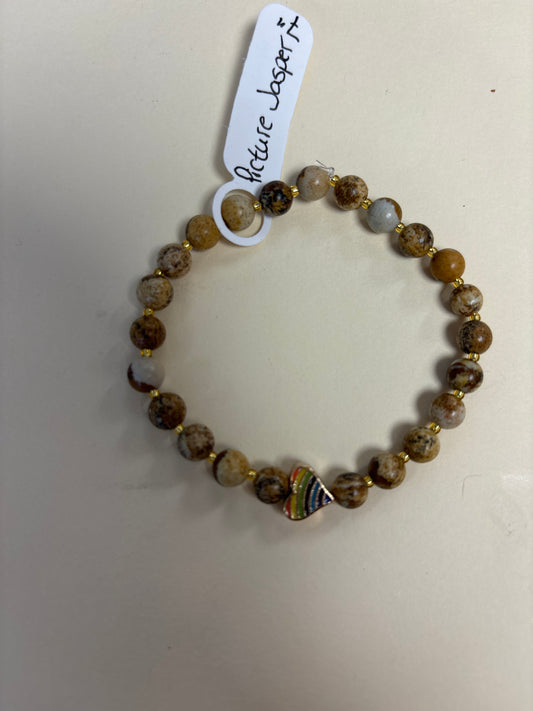 Picture jasper crystal bracelet - 7”