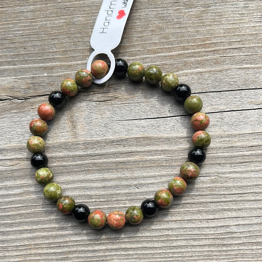 Unakite and black Jasper - 7”.