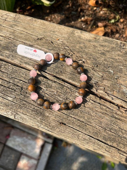 Cats Eye and Tiger Eye Crystal Bracelet - 7 1/4”
