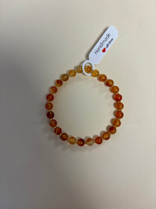 Carnelian crystal bracelet 7”