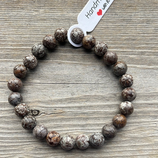Obsidian Snowflake Crystal Bracelet - 7.5”
