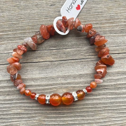 Carnelian Crystal Bracelet - 7”.