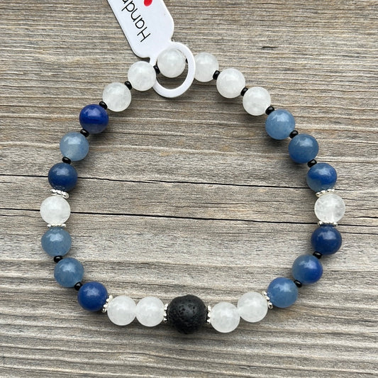 Lava stone, Aventurine and jade crystal bracelet - 7”