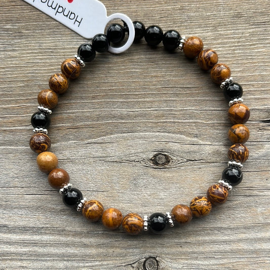 Elephant Jasper and Agate Crystal Bracelet-7.5”