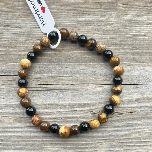 Jasper, Tiger Eye and Agate Crystal Bracelet - 7 1/4”.
