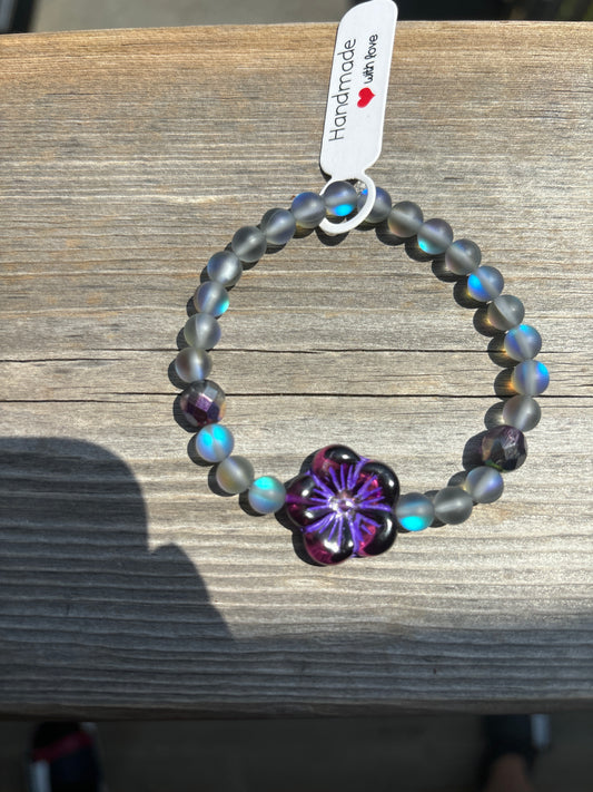 Czech purple glass bracelet-7”