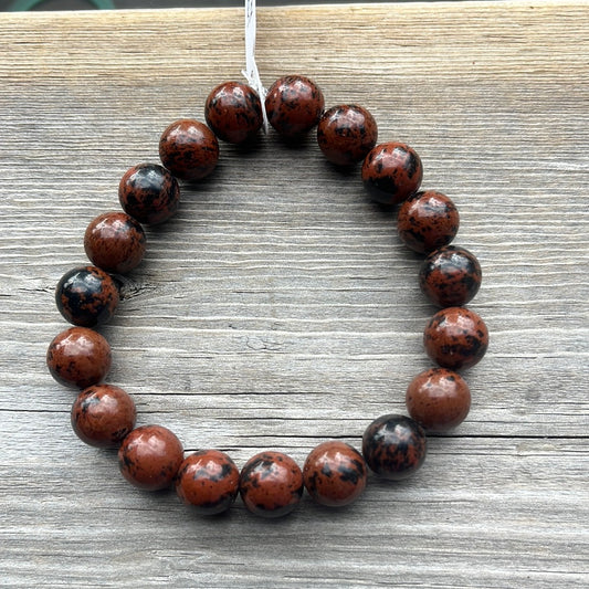 Mahogany Obsidian Crystal Bracelet - 73/4”.
