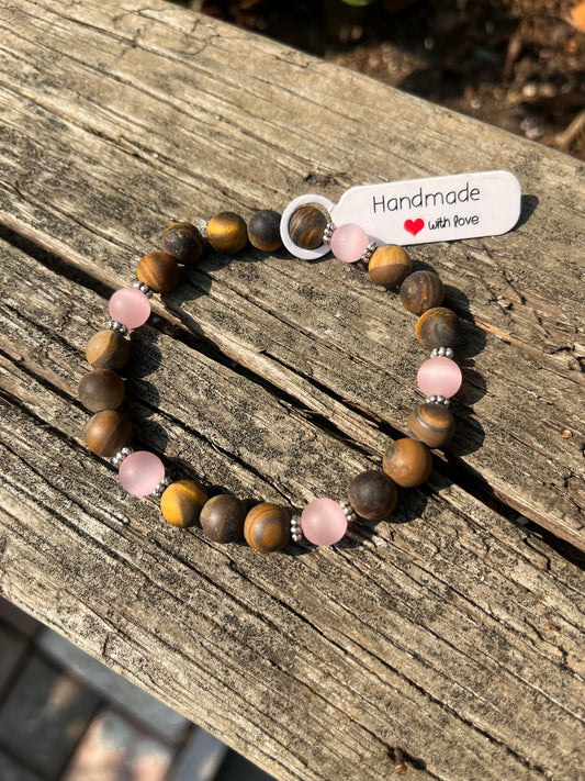 Cats Eye and Tiger Eye Crystal Bracelet - 7.5”