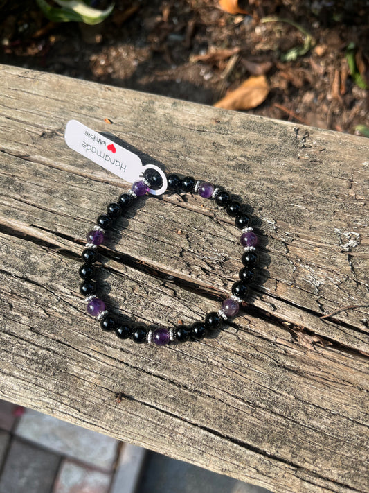 Amethyst and Agate Crystal Bracelet - 71/4”