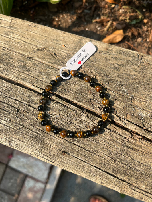 Tiger Eye and Agate Crystal Bracelet - 7.5”