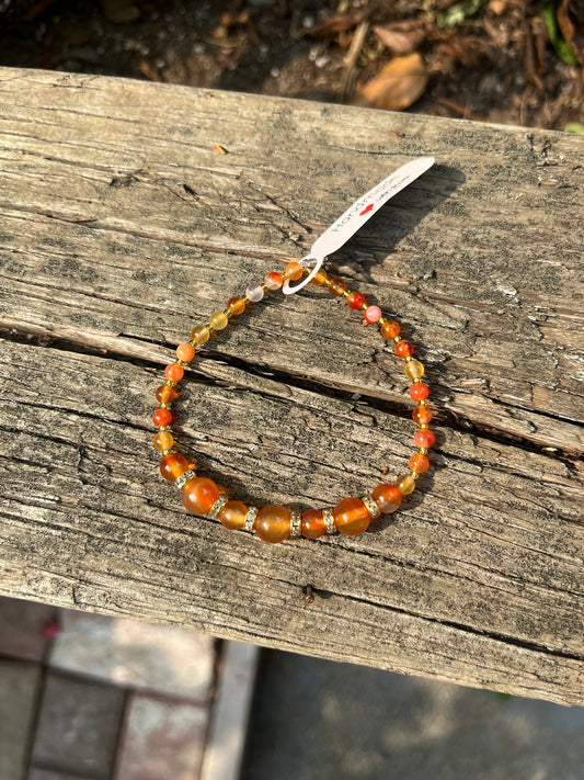 Carnelian Crystal Bracelet - 7”